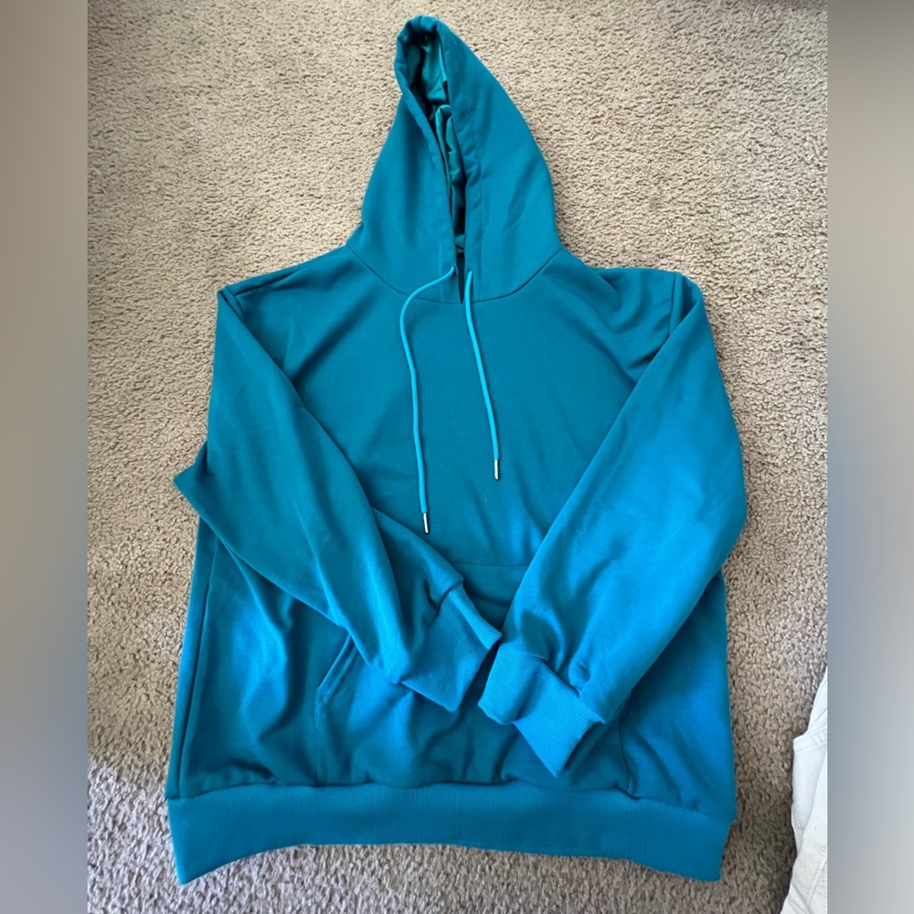 Silk Hooded Sweatshirt, color blue, size L